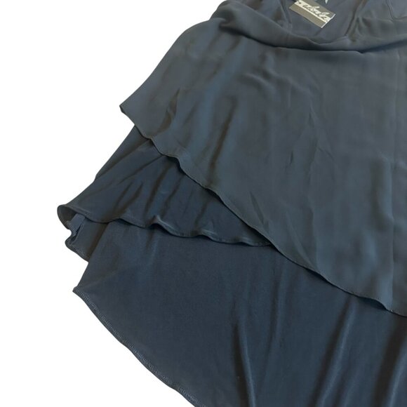 Alisa D. Black Flowy Tank Top Blouse Shirt Crew Neck Tiered Flowy Size Small NWT - Picture 4 of 9